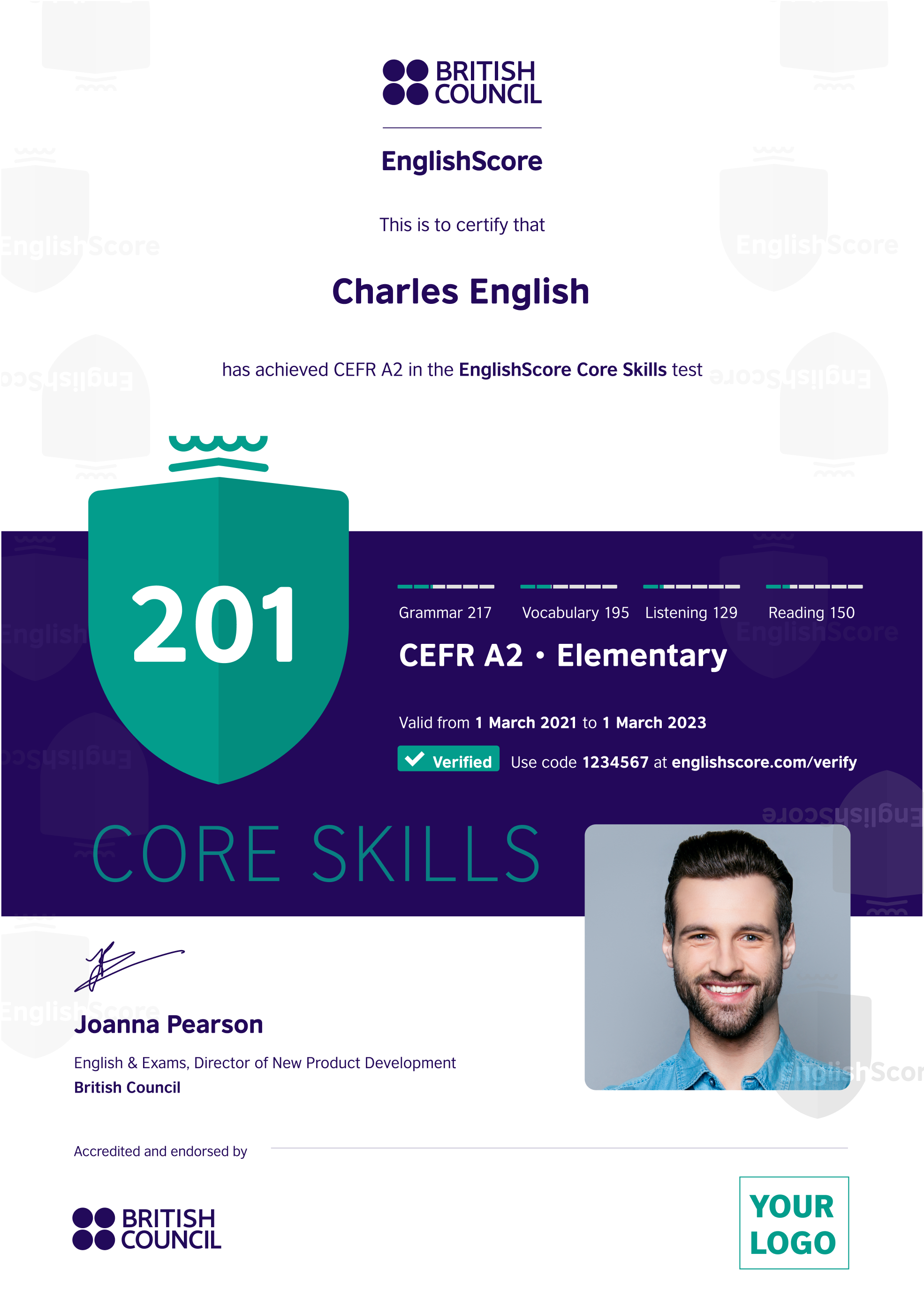 A globally recognised certificate Image